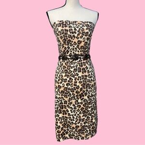 Vintage 90’s Leopard Print Strapless Wiggle Dress